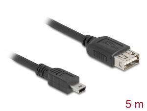 DeLOCK 81527 USB Kabel USB 2.0 5 m Mini-USB B USB A 0,48 Gbit/s Schwarz