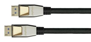 Python PREMIUM DisplayPort 2.0 Kabel, 54 Gbit/s, UHBR 13.5, 4K @240Hz / 8K @60Hz, Vollmetallstecker, Kupferleiter, Nylongeflecht schwarz, 1m