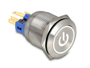 DELOCK Drucktaster zum Einbau 22mm 6xLötanschluss LED Weiß