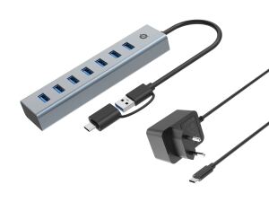 Conceptronic HUBBIES21GP 7-Port-USB 3.0-Hub mit Netzteil, 5Gbps, USB-A x 7