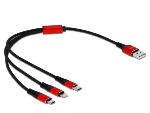 DeLOCK USB Ladekabel 3 in 1 for Lightning / Micro USB / USB Type-C 30 cm