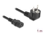 DeLOCK Netzkabel PC Schutzkontaktstecker CEE 7/7 90° gewinkelt auf C13 Buchse, 1 m, 3 x 0,75 mm² schwarz
