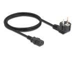 DeLOCK Netzkabel PC Schutzkontaktstecker CEE 7/7 90° gewinkelt auf C13 Buchse, 1 m, 3 x 0,75 mm² schwarz