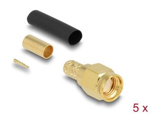 DELOCK SMA Stecker zum Crimpen LMR200 mit Schrumpfschlauch