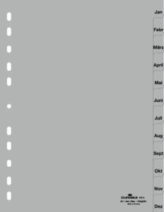 Durable 6514 Index der Registerkarte Monate Polypropylen (PP) Grau