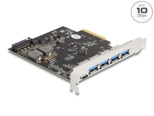 DELOCK PCI Express x4 Karte > 1x USB Type-C +4x Typ-A 10Gbps