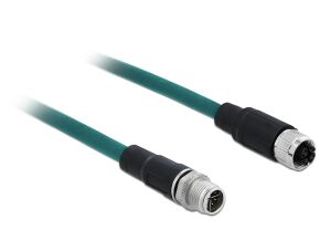 DELOCK Netzwerkkabel M12 8Pin X-kodiert St.> Bu. PUR (TPU)1m