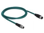 DELOCK Netzwerkkabel M12 8Pin X-kodiert St.> Bu. PUR (TPU)1m