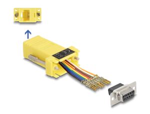 DELOCK Adapter D-Sub9 -> RJ45 Bu/Bu Montagesatz gelb