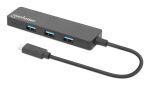 Manhattan 4-Port USB 3.2 Gen 1 Hub, USB-C-Stecker auf 4 x USB-A-Buchse, 5 Gbit/s Datenübertragungsraten, Stromversorgung über USB, schwarz