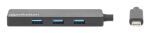 Manhattan 4-Port USB 3.2 Gen 1 Hub, USB-C-Stecker auf 4 x USB-A-Buchse, 5 Gbit/s Datenübertragungsraten, Stromversorgung über USB, schwarz