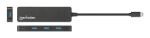 Manhattan 4-Port USB 3.2 Gen 1 Hub, USB-C-Stecker auf 4 x USB-A-Buchse, 5 Gbit/s Datenübertragungsraten, Stromversorgung über USB, schwarz
