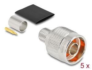 DeLOCK N Stecker zum Crimpen LMR 400 mit passendem Schrumpfschlauch
