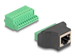 DELOCK RJ50 Buchse zu Terminalblock Adapter mit Drucktaster