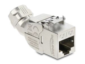 DeLOCK Keystone Modul RJ45 Buchse zu LSA Cat.6A mit Metall Latch werkzeugfrei 45° winkelbar geschirmt