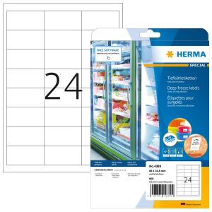 HERMA Tiefkühletiketten A4 66x33.8 mm weiß Papier matt 600 St.