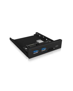 ICY BOX IB-HUB1417-i3, 4 Port USB 3.2 Gen 1 Frontpanel für 3,5" Einbauschacht, 2x USB Type A , 1x USB Type-C Anschluss und SD-Kartenleser