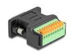 DeLOCK D-Sub 9 Stecker zu Terminalblock Adapter mit Drucktaster