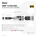 CLUB3D HDMI to VGA Cable M/M 2m/6.56ft 28AWG