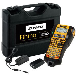 DYMO RHINO 5200 Tragbares Industrielles Beschriftungsgerät | ABC-Tastatur & LCD-Display | Stabiles Kunststoffgehäuse mit integrierten Gummipuffern | Gummierte Tasten mit 11 Funktionen
