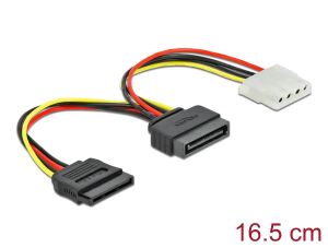 DELOCK Stromkabel SATA 15Pin -> SATA 15Pin +4Pin Molex St/Bu