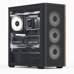 Aerocool D501A Midi Tower Schwarz, Holz