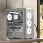 Aerocool D501A Midi Tower Schwarz, Holz