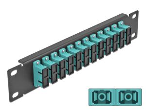 DELOCK 10" LWL Patchpanel 12 Port SC Duplex aqua 1HE schwarz