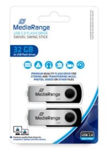 MediaRange MR911-2 USB-Stick 32 GB USB Typ-A 2.0 Schwarz, Silber