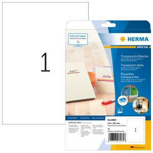 HERMA Inkjet Folien-Etiketten transparent A4 210x297 mm Folie glänzend 10 St.