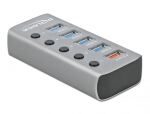 DELOCK HUB USB 3.2Gen1 Typ-A 4Port +Schnellladeport Schalter