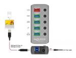 DELOCK HUB USB 3.2Gen1 Typ-A 4Port +Schnellladeport Schalter