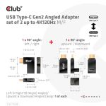CLUB3D USB Type-C Gen2 Angled Adapter set of 2 up to 4K120Hz M/F