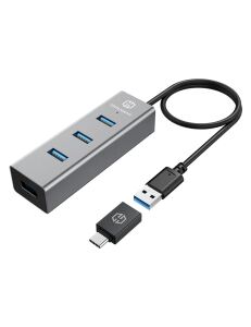 GRAUGEAR G-HUB4-AC Schnittstellen-Hub USB 3.2 Gen 1 (3.1 Gen 1) Type-A 5000 Mbit/s Aluminium, Schwarz