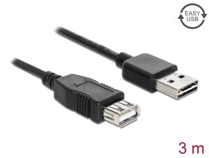 DeLOCK EASY-USB 2.0-A - USB 2.0-A, 3m USB Kabel USB A 0,48 Gbit/s Schwarz