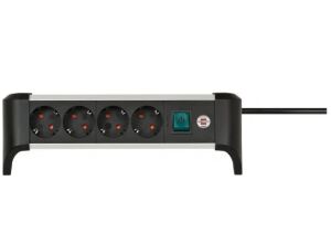 Brennenstuhl 1391040400 Verlängerungskabel 1,8 m 4 AC-Ausgänge Drinnen Schwarz, Silber