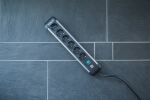 Brennenstuhl 1391030600 Verlängerungskabel 3 m 6 AC-Ausgänge Drinnen Schwarz, Silber