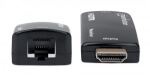 Manhattan 1080p HDMI over Ethernet Extender Kit in kompaktem Format, HDMI-Signalverlängerung mit 1080p@60Hz bis zu 60 m über ein einzelnes Cat6-Netzwerkkabel, Sender- und Empfängermodul, Power over Cable, ultrakompaktes Format, schwarz