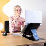 R-Go Tools Laptopständer R-Go Riser Duo, Tablet- und Laptop-Ständer in 1, ergonomisch faltbarer und einstellbarer Ständer, schwarz