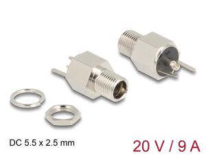 DeLOCK Steckverbinder DC 5,5 x 2,5 mm Buchse zum Einbau Lötversion - Sechskant 20 V / 9 A