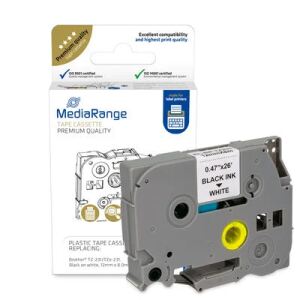 MediaRange Kunststoff-Schriftbandkassette, für/ersetzt Brother TZ-231/TZe-231, permanent haftend, 12mm, 8m, laminiert, schwarz auf weiß