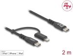 DELOCK USB2 in 1Kabel USB Type-C zu Type-CLightning 2m MFi