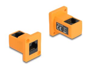 DELOCK D-Typ Modul RJ45 Buchse zu Buchse 90°gewinkelt orange