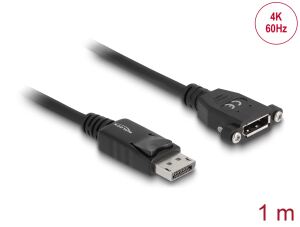 DELOCK Displayport Kabel DP -> DP St/Bu 1.00m schwarz