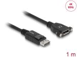 DELOCK Displayport Kabel DP -> DP St/Bu 1.00m schwarz