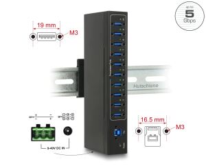 DELOCK Industrie HUB 10xUSB 3.0 Typ-A 20kV ESD Schutz extern