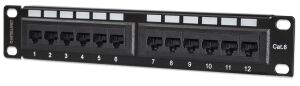 Intellinet 10" 12-Port Cat6 Patchpanel, UTP, 10", 1 HE, schwarz