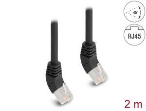 DELOCK RJ45 Netzwerkkabel Cat.6A S/FTP Slim 45 2m schwarz