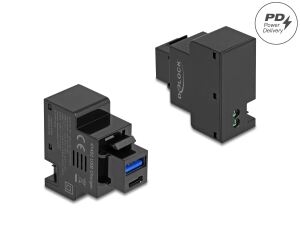 DELOCK Keystone Modul mit USB-C/A Ladebuchse PD 20W schwarz