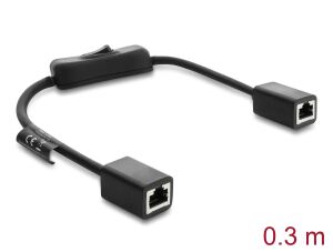 DeLOCK RJ45 Kabel Buchse zu Buchse mit Schalter Cat.6 F/UTP 0,3 m - Netzwerkschaltung schwarz